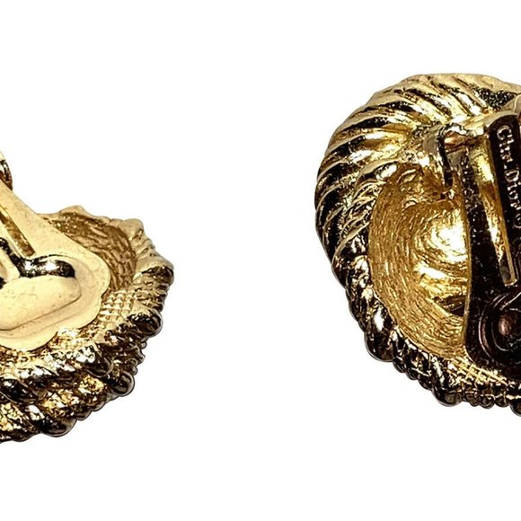 Christian Dior Textured Gold Tone Knot Earrings - Picture 4 of 5